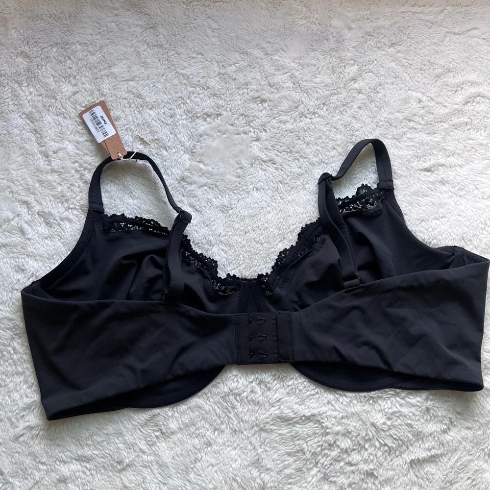 Skims Fits Everybody Lace Underwire Bra Onyx Black BA-DEM-4130 46DDD Women's NWT
